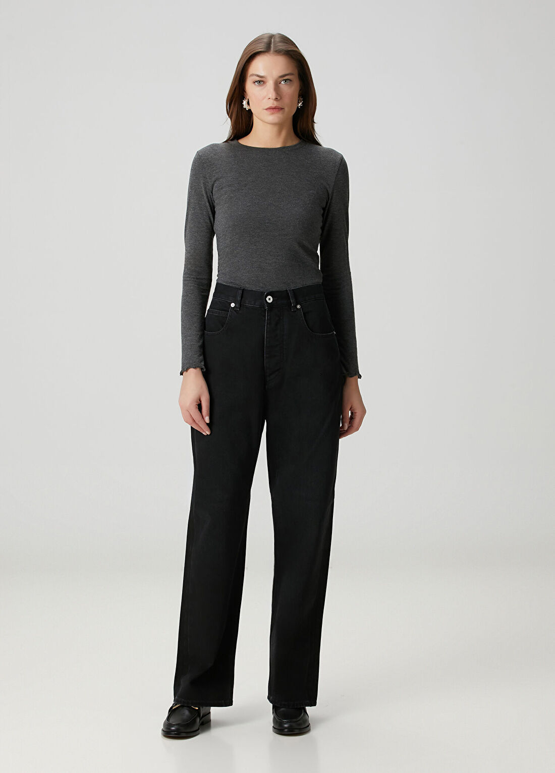 Bottega Veneta Siyah Wide-Leg Jean Pantolon
