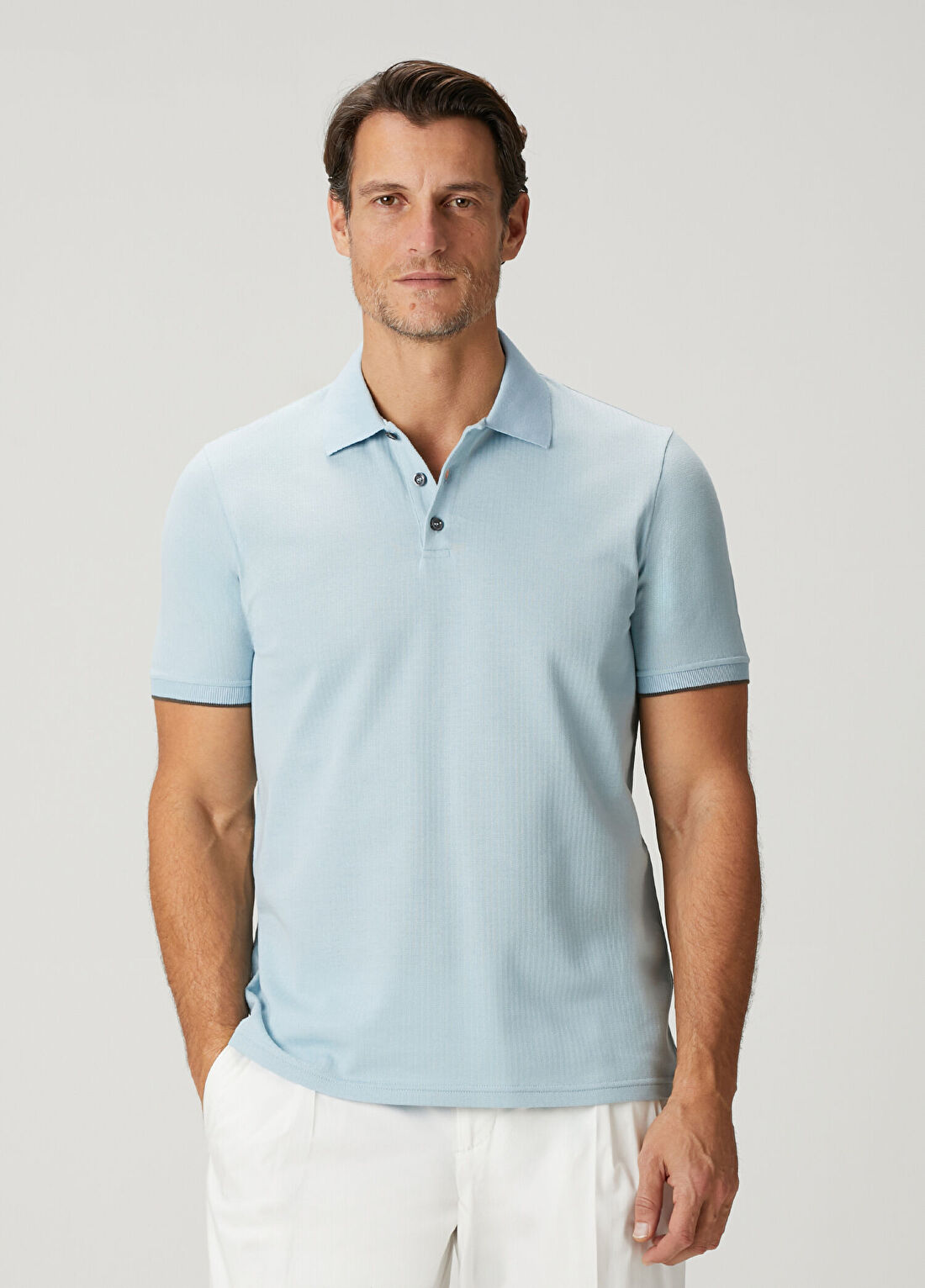 Kiton Mavi Polo Yaka Kısa Kollu Triko