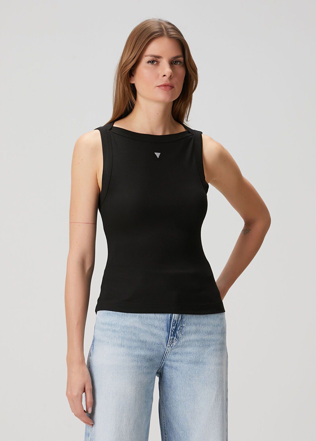 Guess Tina Siyah İpek Karışımlı Atlet