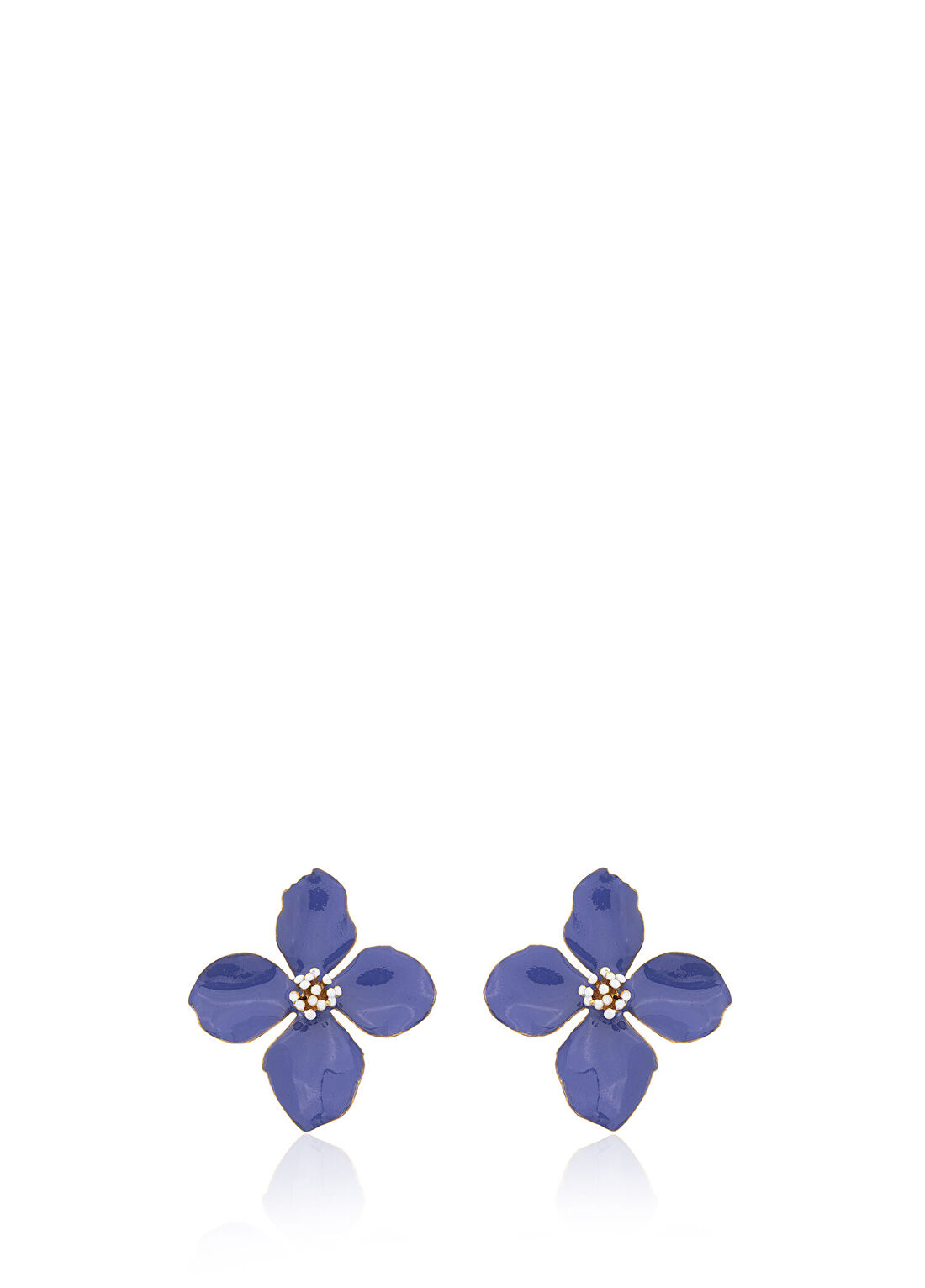 Milou Jewelry Clover Mor Çiçek 22 Ayar Altın Kaplama Kadın Küpe