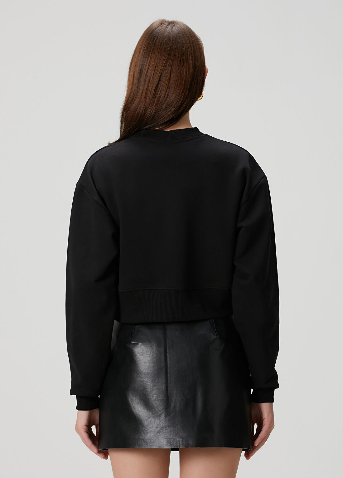 Balmain Siyah Logolu Crop Sweatshirt görsel 4