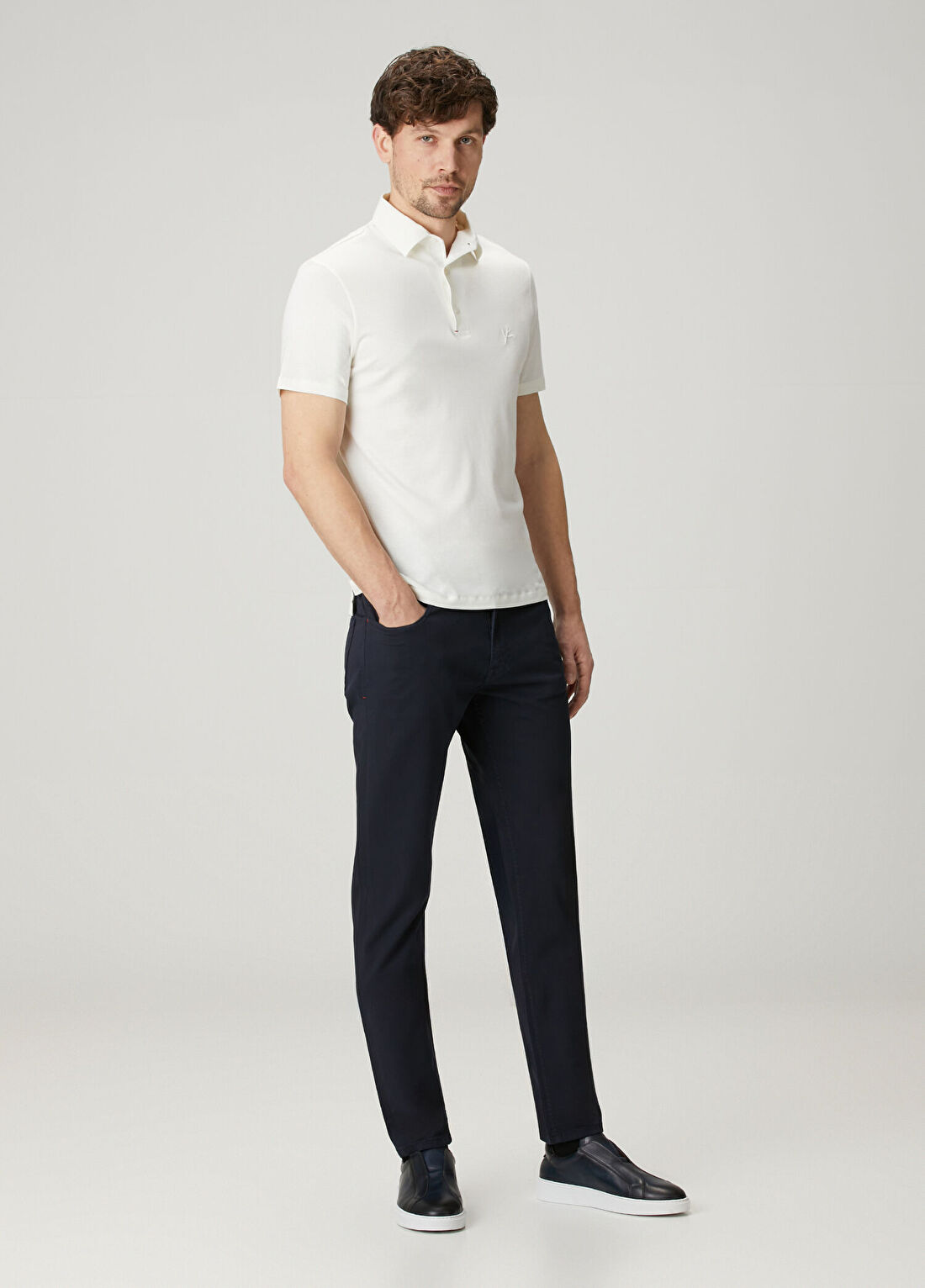 Isaia Beyaz Polo Yaka T-shirt görsel 2