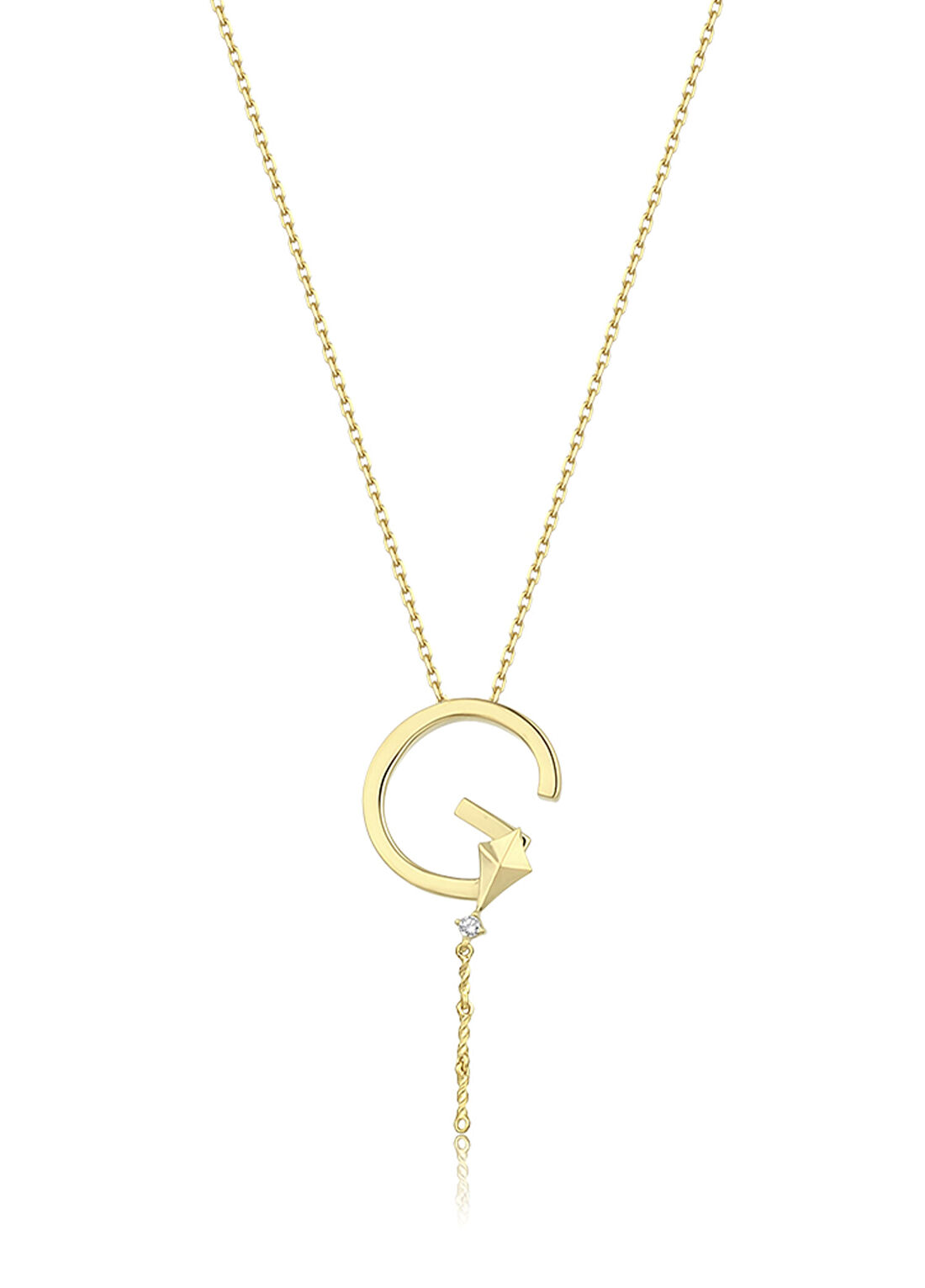 Bendis Design Deniz G Harfi Gold 925 Ayar Gümüş Kadın Kolye