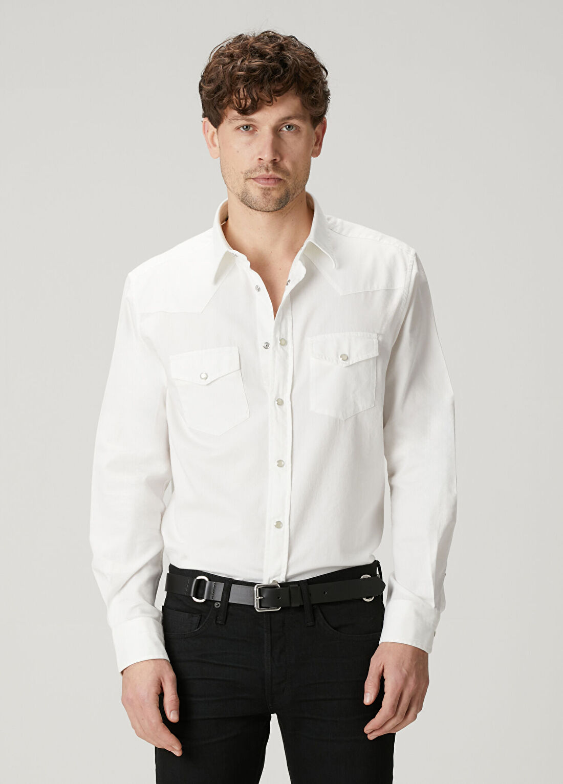 Tom Ford Slim Fit Beyaz Western Poplin Gömlek