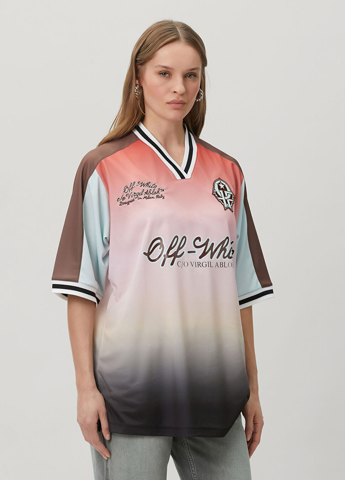 Off-White Colorblocked Logolu T-shirt görsel 3