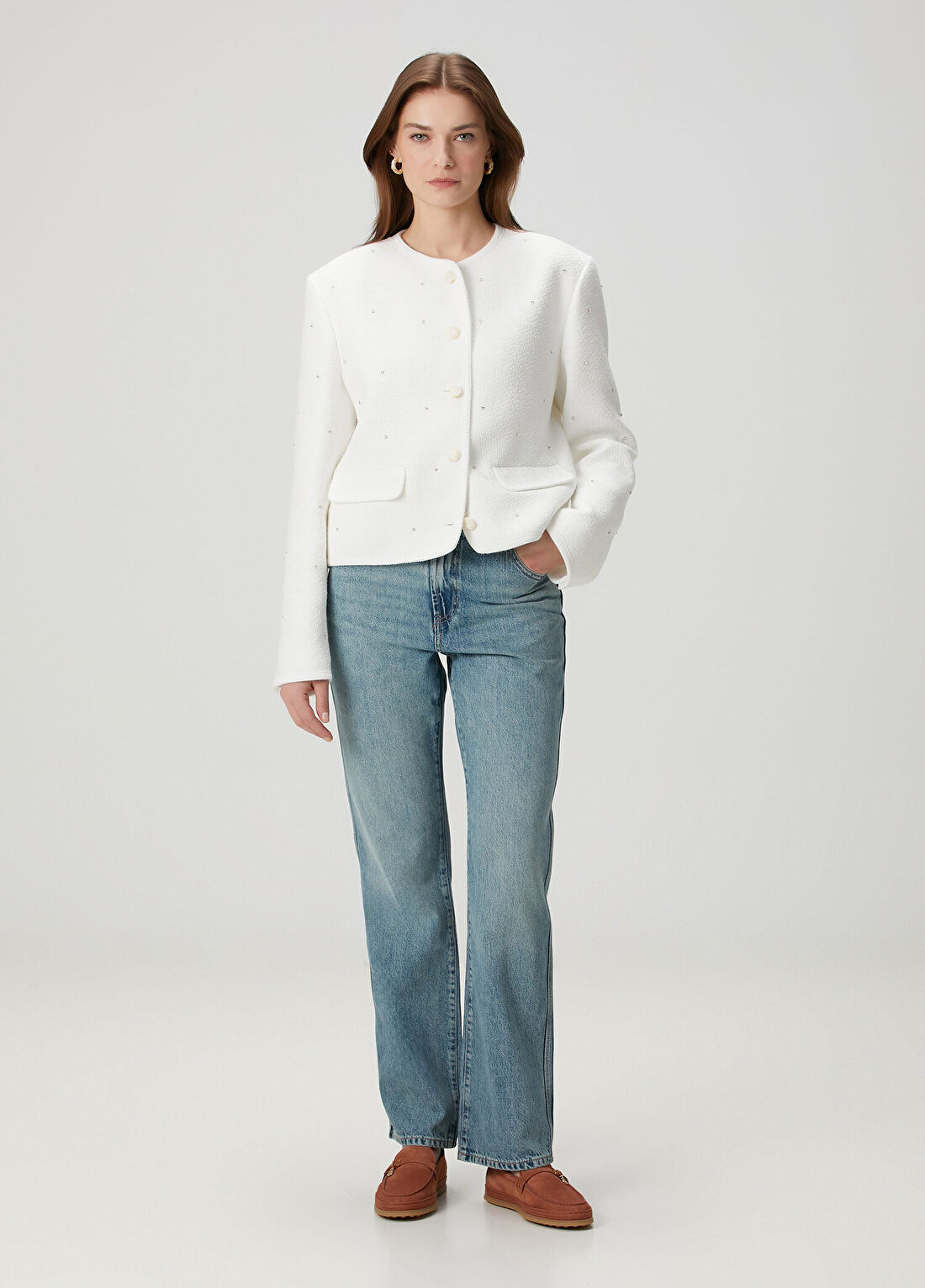 Golden Goose Boxy Fit Beyaz Ceket görsel 2