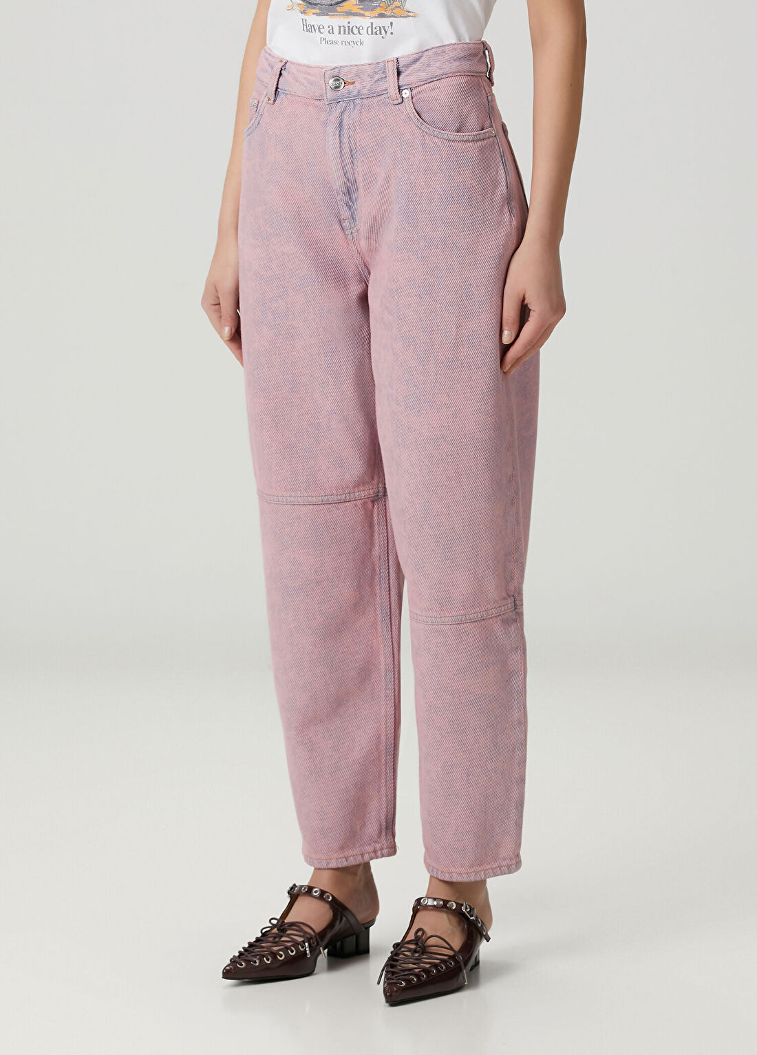 Ganni Cameo Pembe Jean Pantolon görsel 3