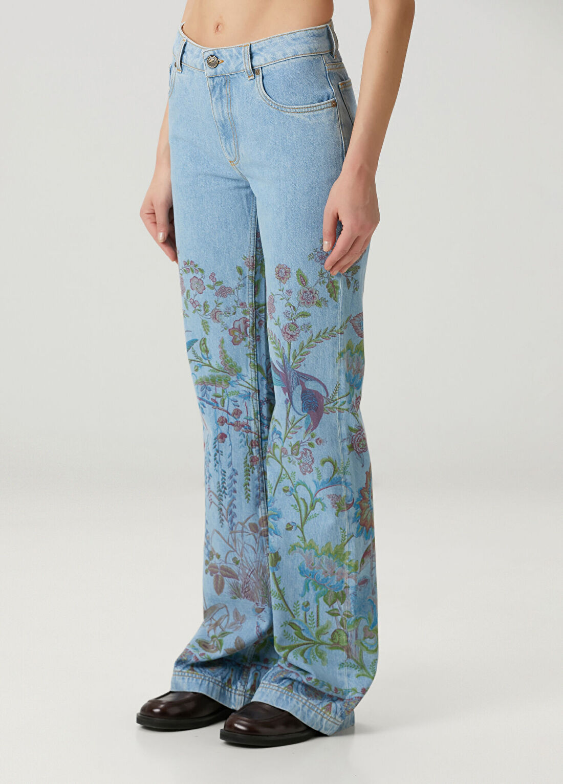 Etro Mavi Çiçekli Jean Pantolon görsel 2