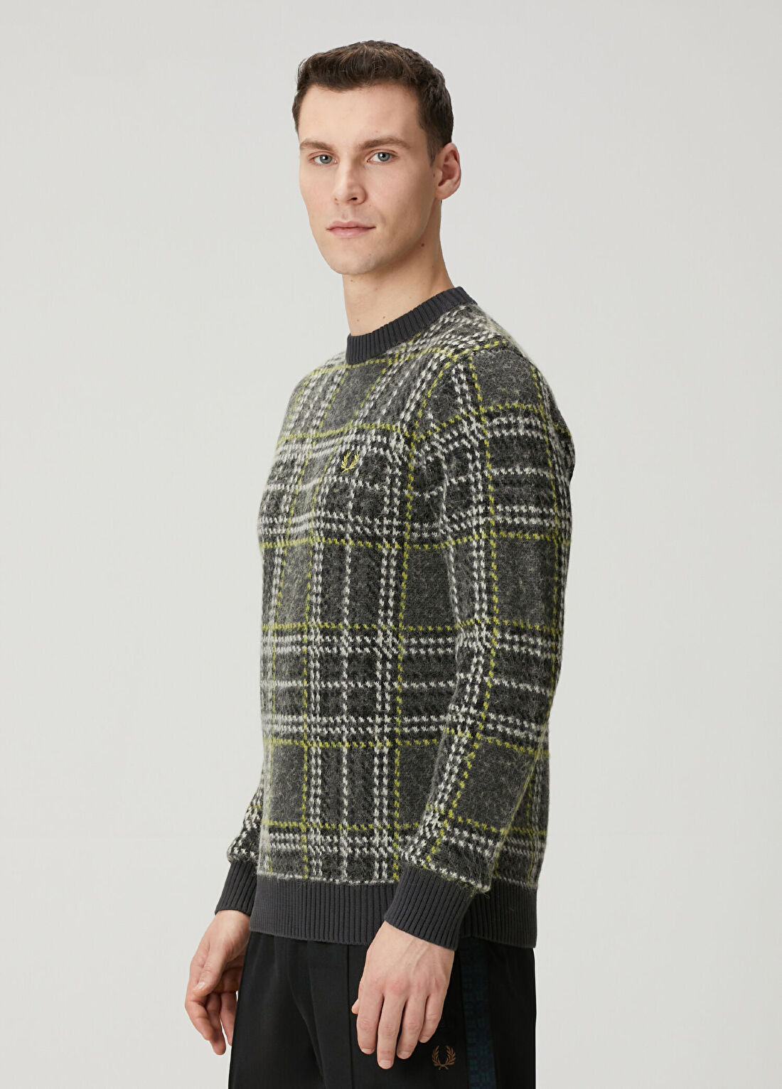 Fred Perry Gri Ekose Desenli Kazak görsel 3