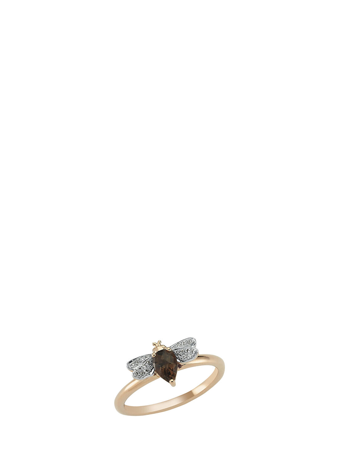 Bee Goddess Queen Bee Pırlanta Smoky Topaz Kadın Altın Yüzük