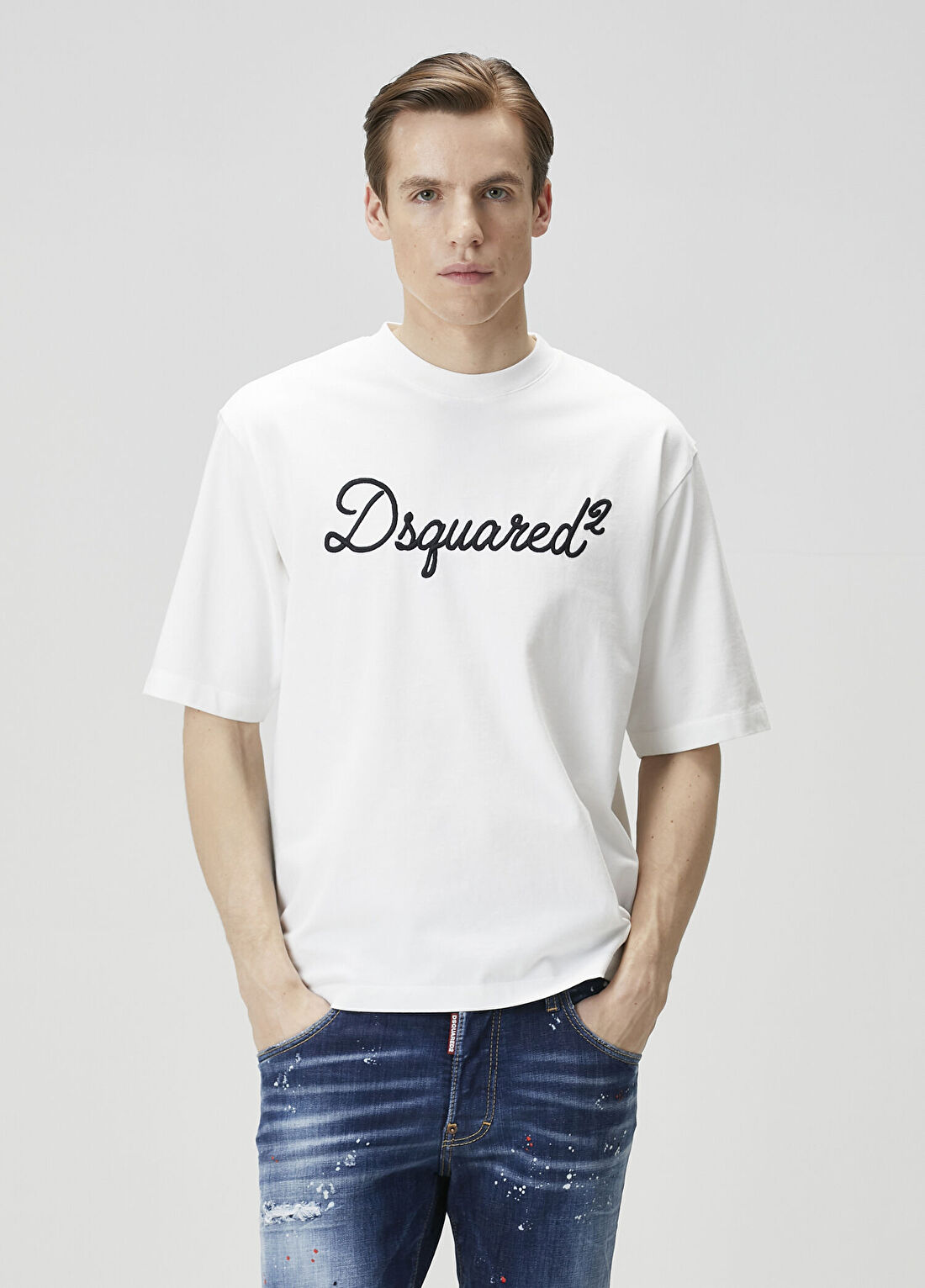 Dsquared2 Beyaz Logo Nakışlı T-shirt