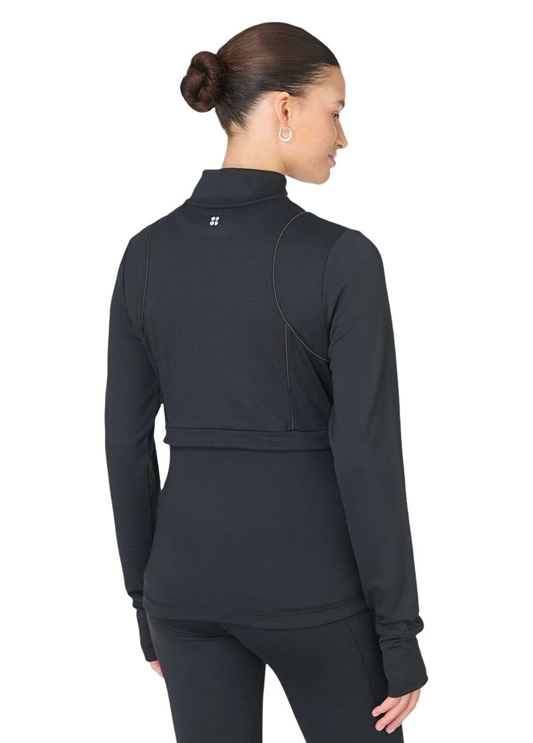 Sweaty Betty Therma Siyah Yarım Fermuarlı Midlayer Uzun Kollu Kadın Sweatshirt görsel 3