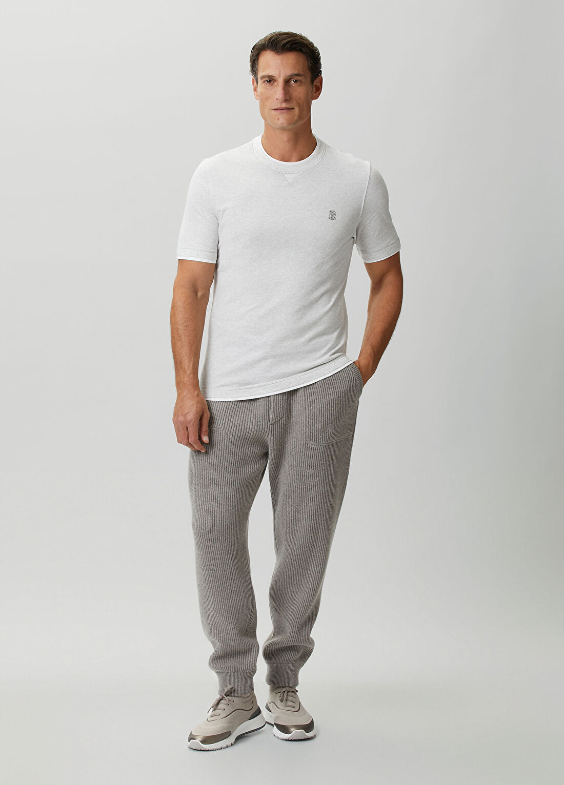 Brunello Cucinelli Açık Gri T-shirt görsel 2