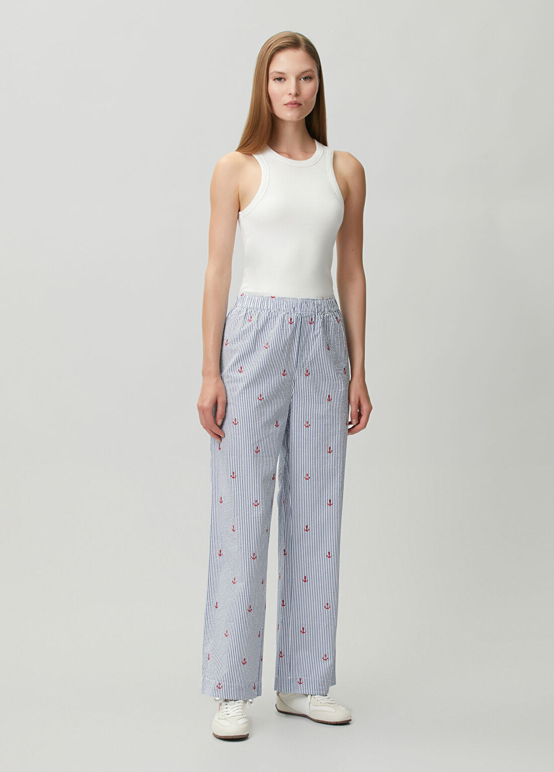 MC2 (Saint Barth) Doha Lacivert Beyaz Çizgili Nakışlı Pijama Altı