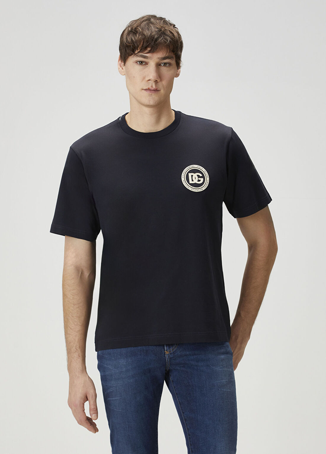 Dolce&Gabbana Lacivert Logo Patchli T-shirt