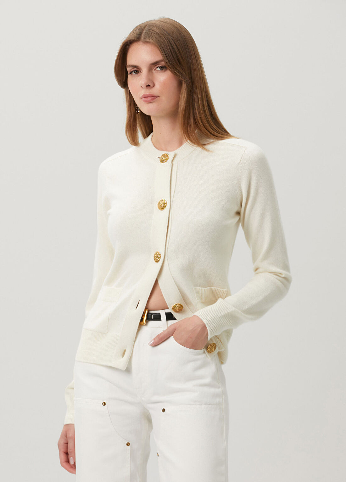 Balmain Beyaz Yün Hırka