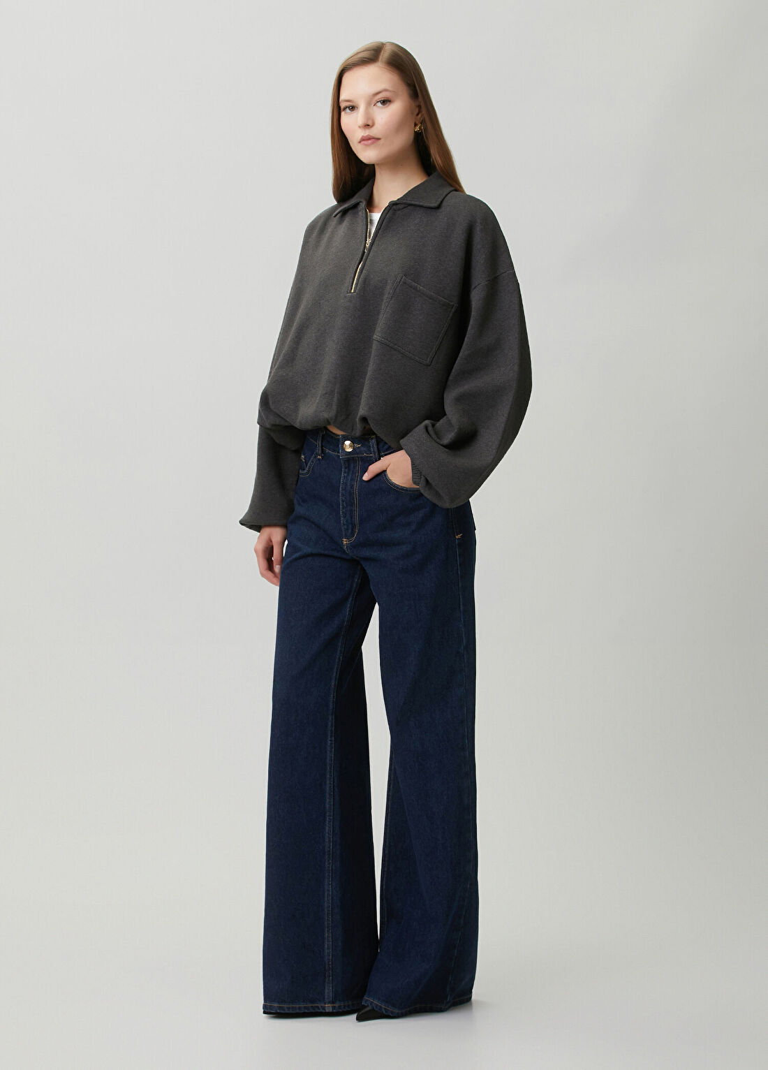 Darkpark Alva Koyu Gri Sweatshirt görsel 2