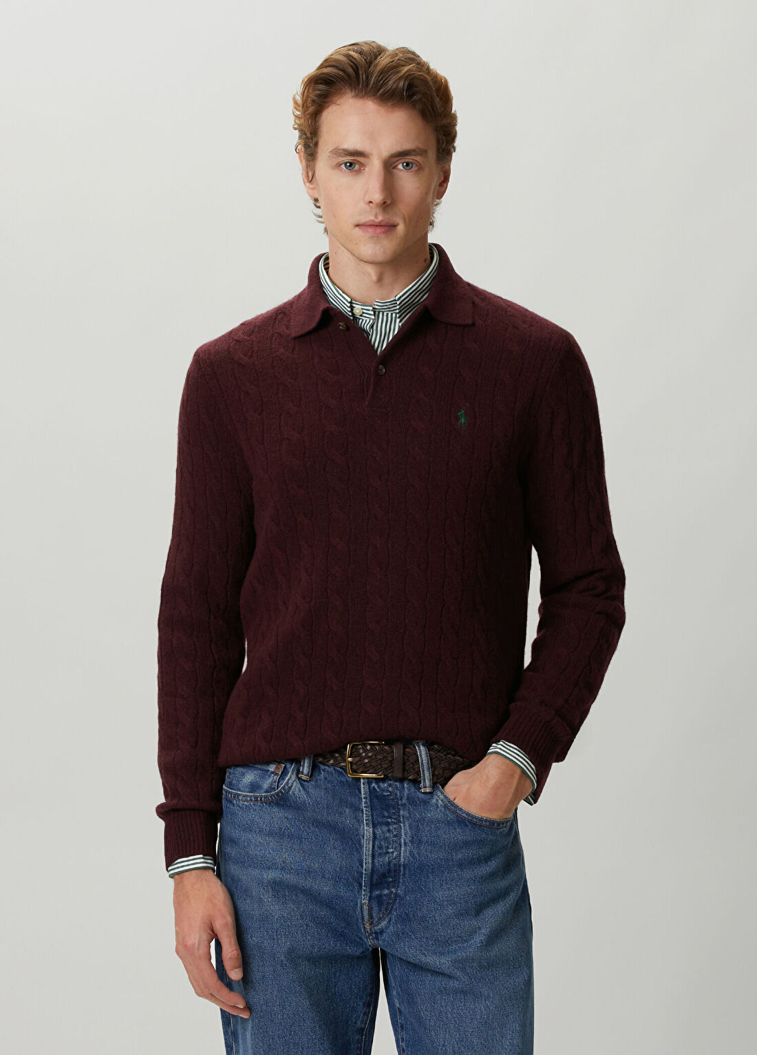 Polo Ralph Lauren Koyu Kırmızı Polo Yaka Yün Triko