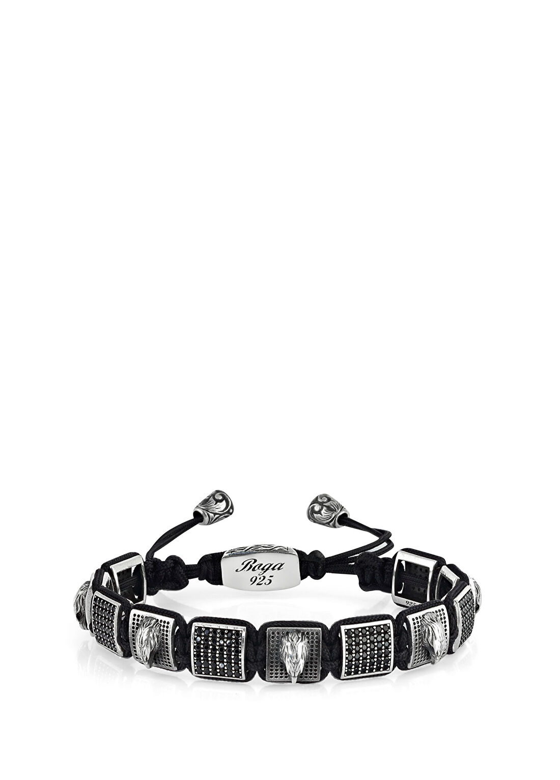 Boga Eagle Zircon 11mm Macrame Erkek Gümüş Bileklik