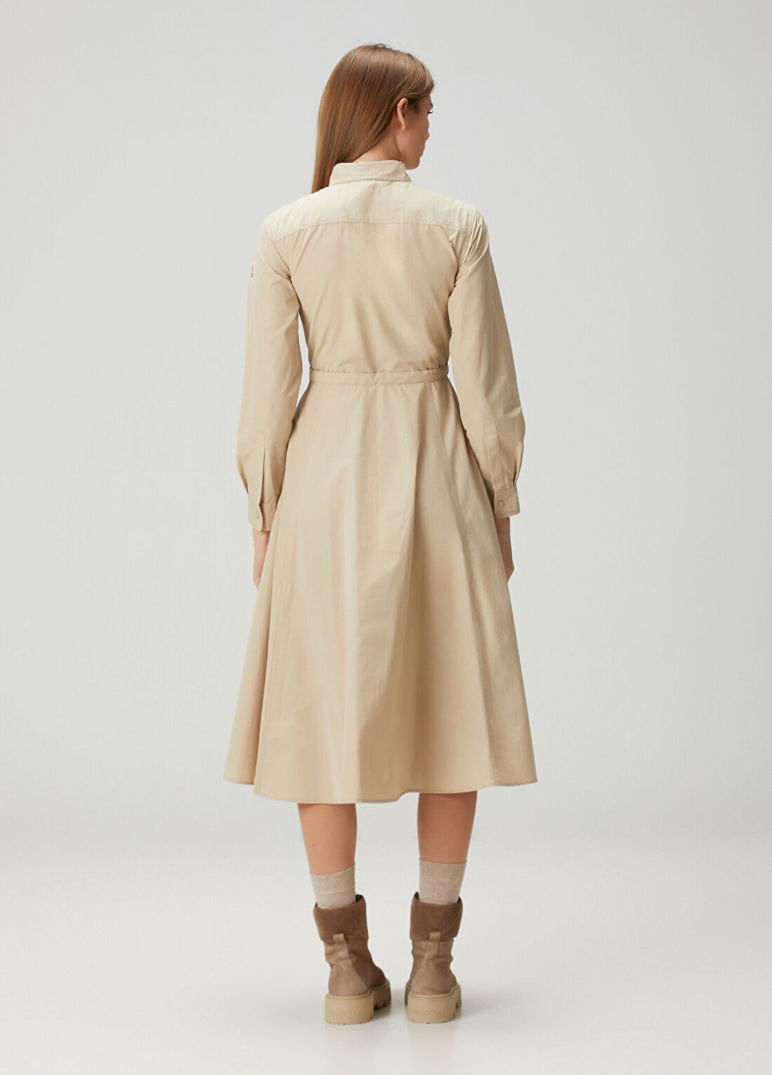Moncler Bej Midi Poplin Gömlek Elbise görsel 4