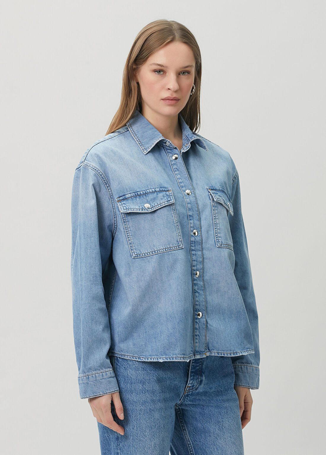 Anine Bing Paxton Mavi Denim Gömlek görsel 3