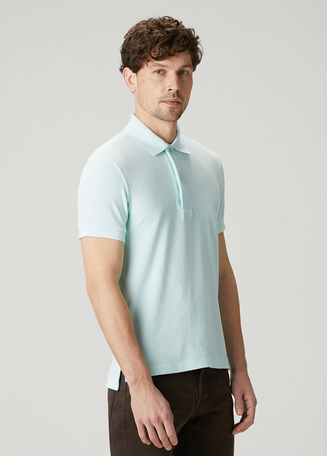 Tom Ford Mavi Polo Yaka Towelling T-shirt görsel 3