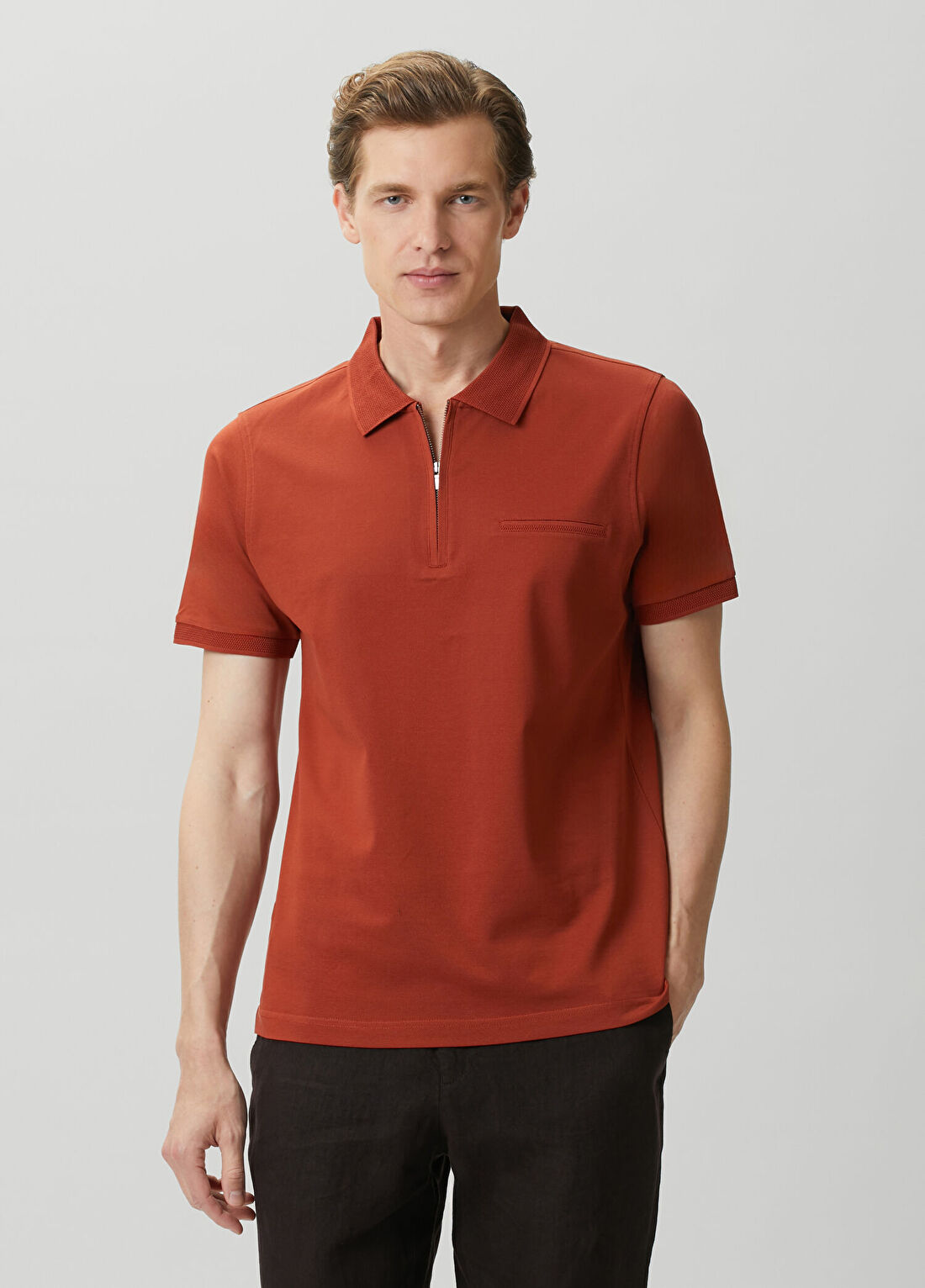 Beymen Collection Turuncu Polo Yaka Cep Detaylı T-shirt görsel 2