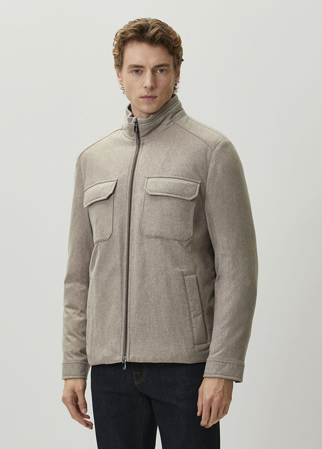 Corneliani Bej Garni Detaylı Mont görsel 3