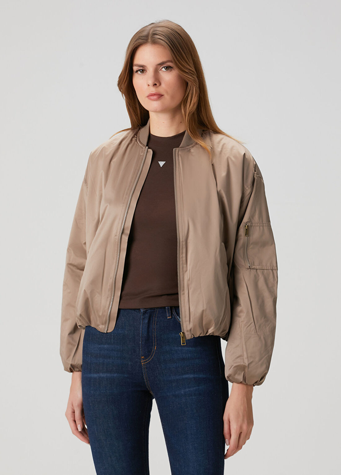 Guess Lorraine Bej Bomber Ceket