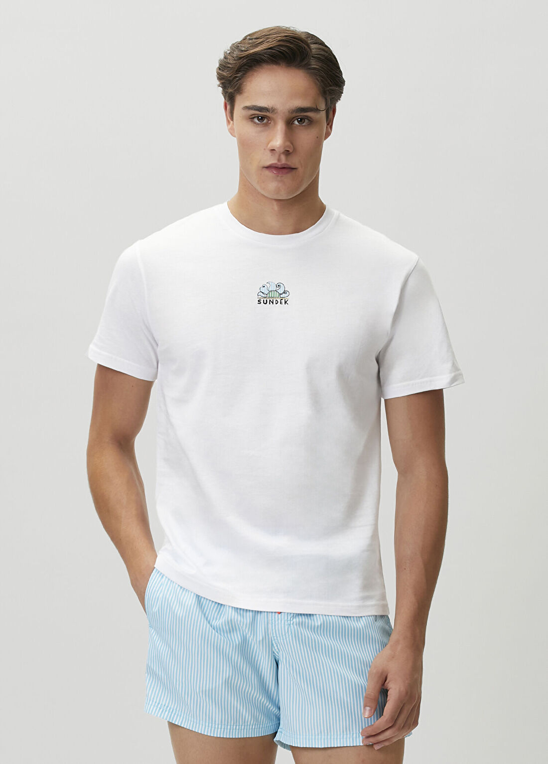 Sundek Beyaz Baskılı T-shirt