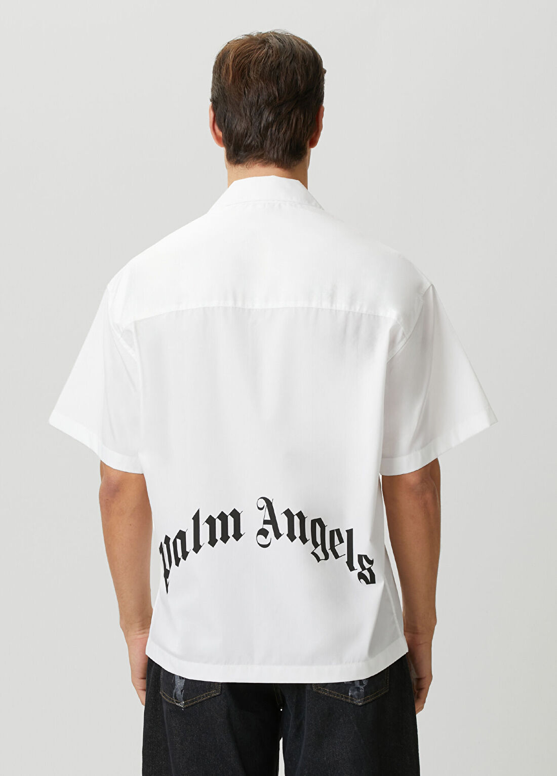 Palm Angels Kırık Beyaz Logo Baskılı Kısa Kollu Gömlek görsel 4