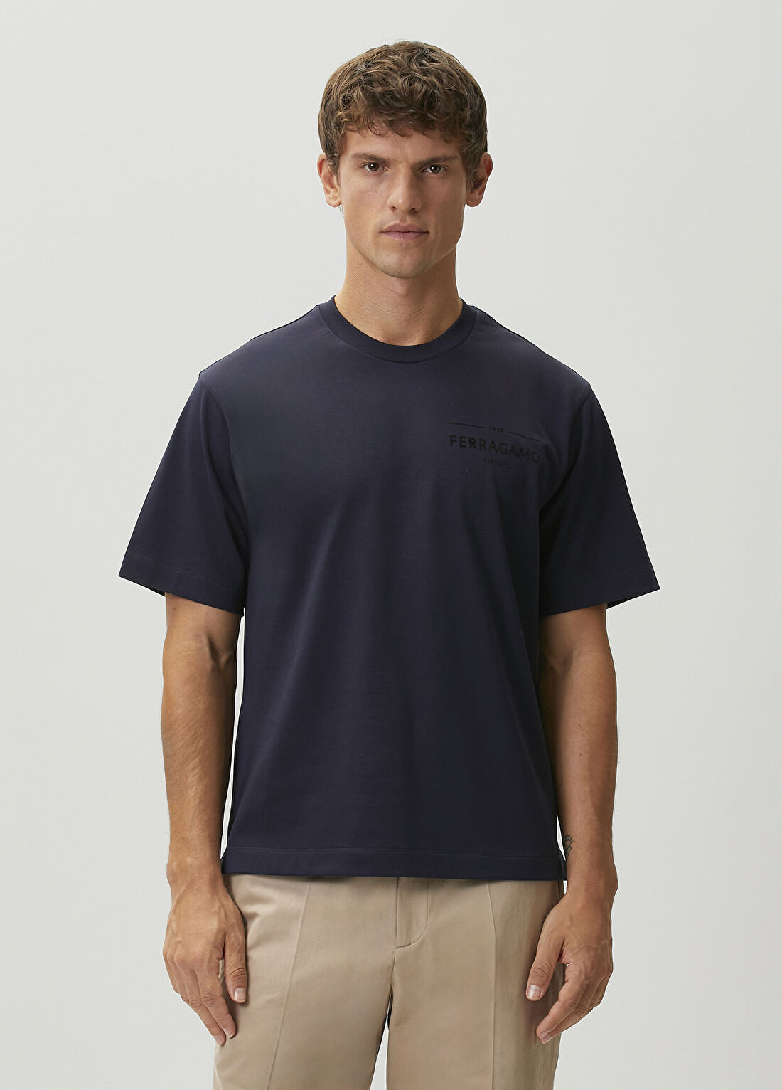 Ferragamo Lacivert Logolu T-shirt