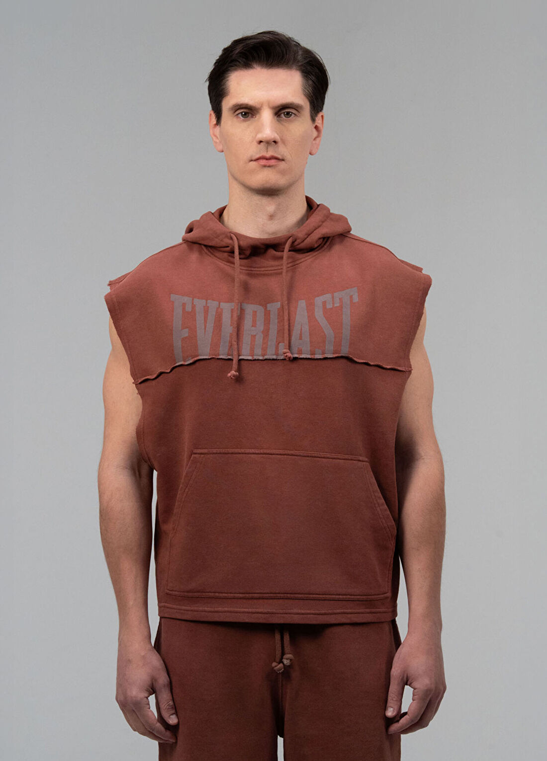 Everlast Boxing Heritage Oversize Bordo Kahve Kolsuz Kapüşonlu Erkek Sweatshirt