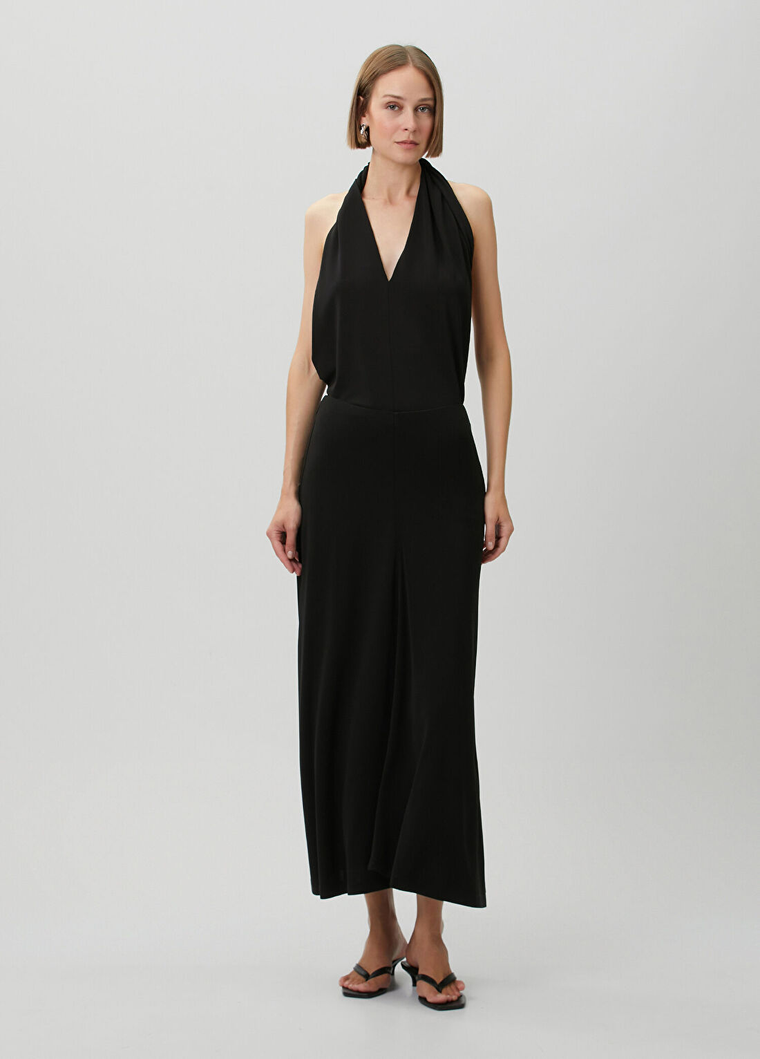 Toteme Siyah Halter Yaka Jersey Bluz görsel 2
