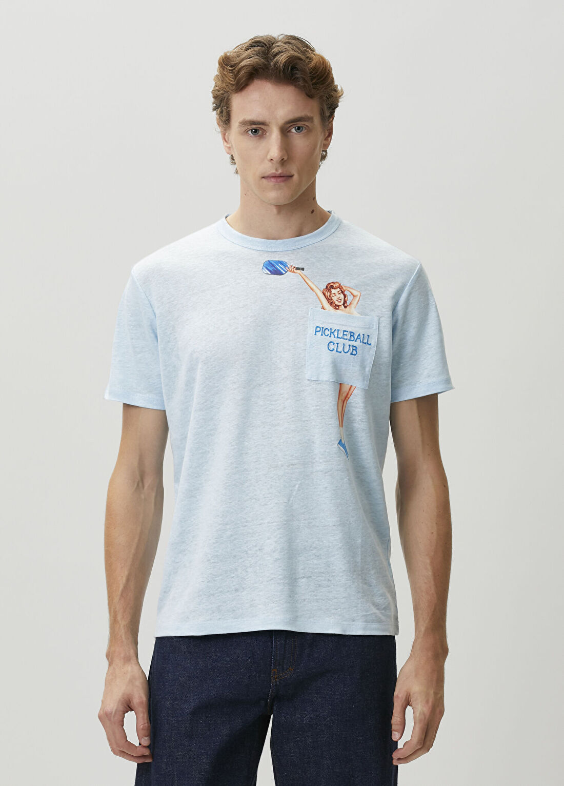 MC2 (Saint Barth) Ectasea Açık Mavi Keten T-shirt