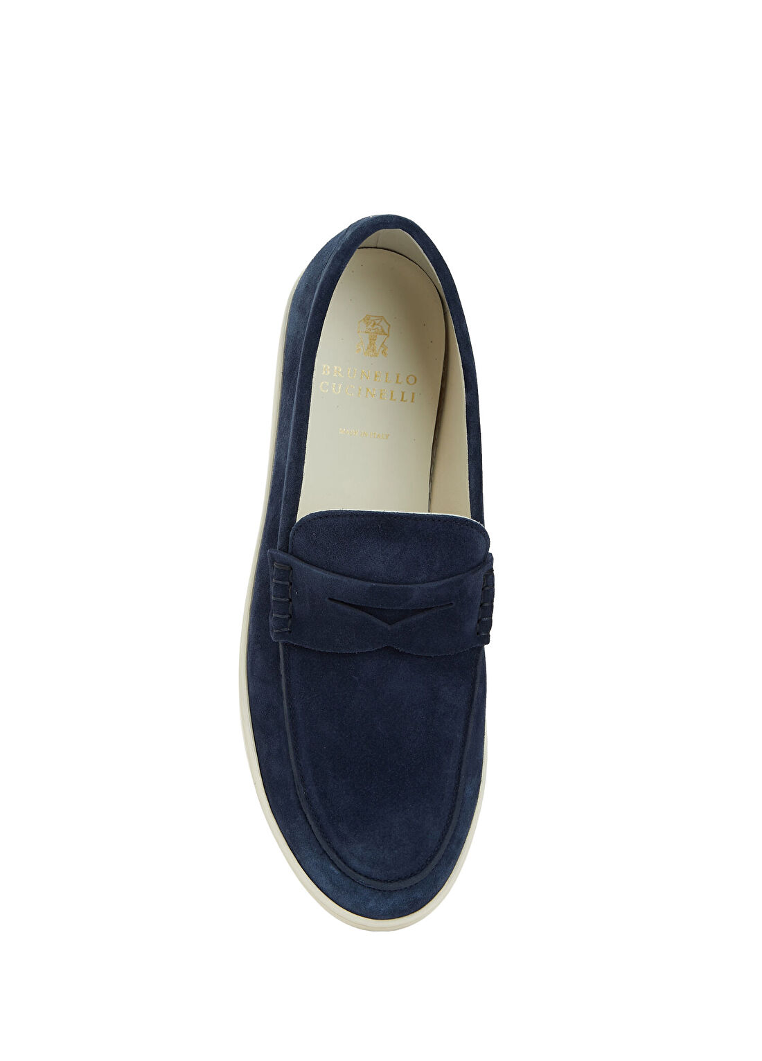 Brunello Cucinelli Lacivert Erkek Süet Loafer görsel 4