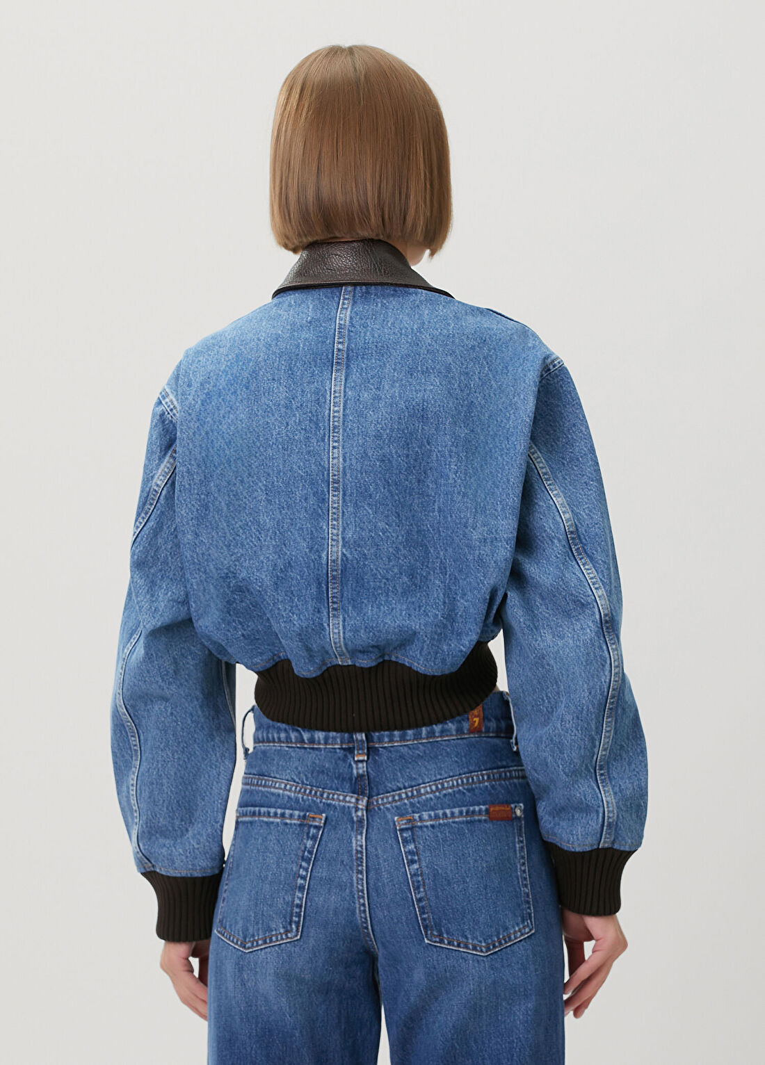 IRO Mavi Crop Denim Ceket görsel 4