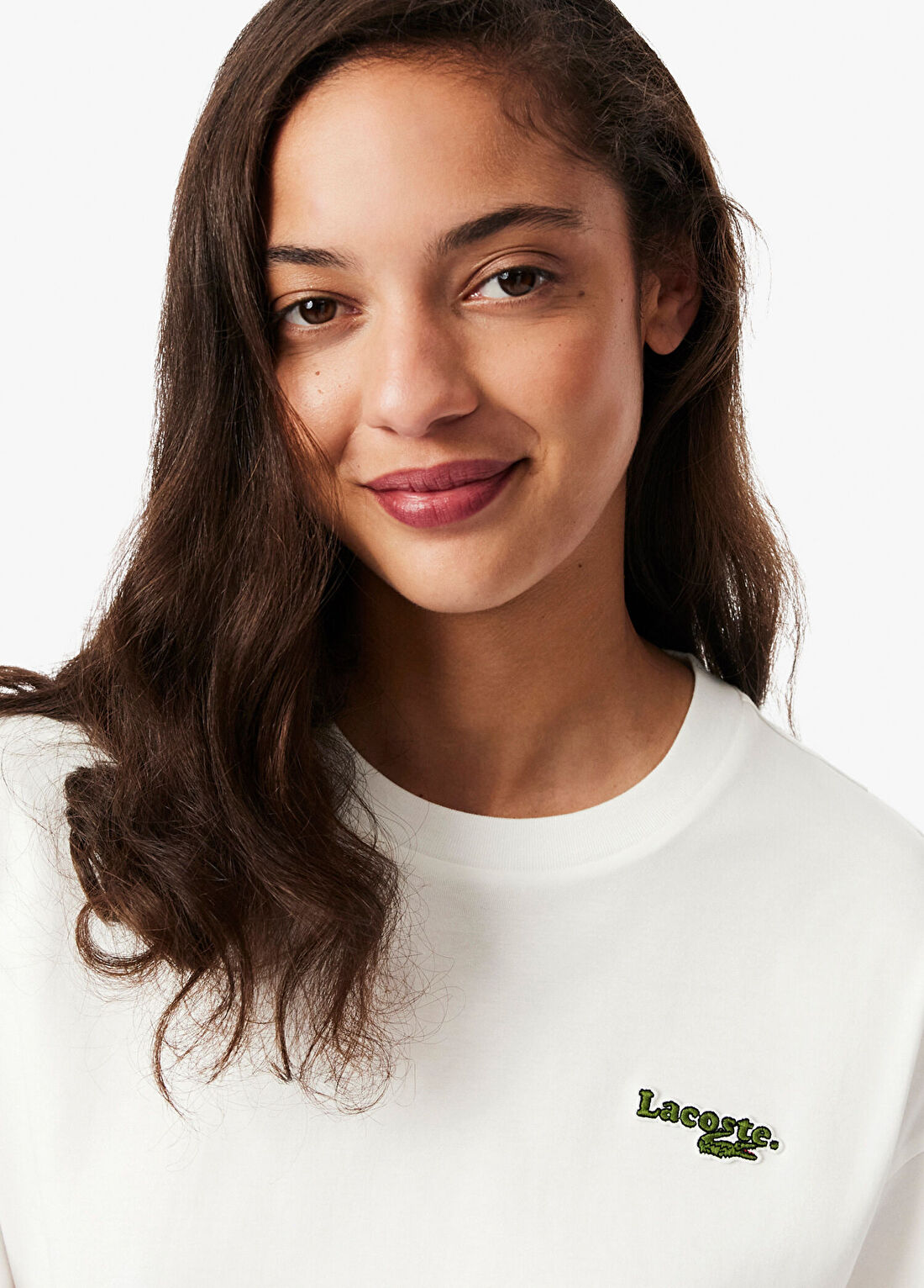 Lacoste Beyaz Relaxed Fit Bisiklet Yaka Kısa Kollu Kadın T-Shirt görsel 2