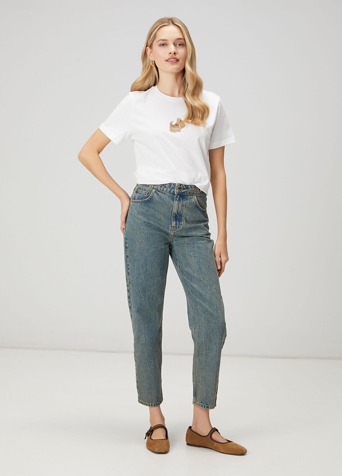 Beymen Club Agatha Beyaz Taş İşlemeli T-shirt görsel 3