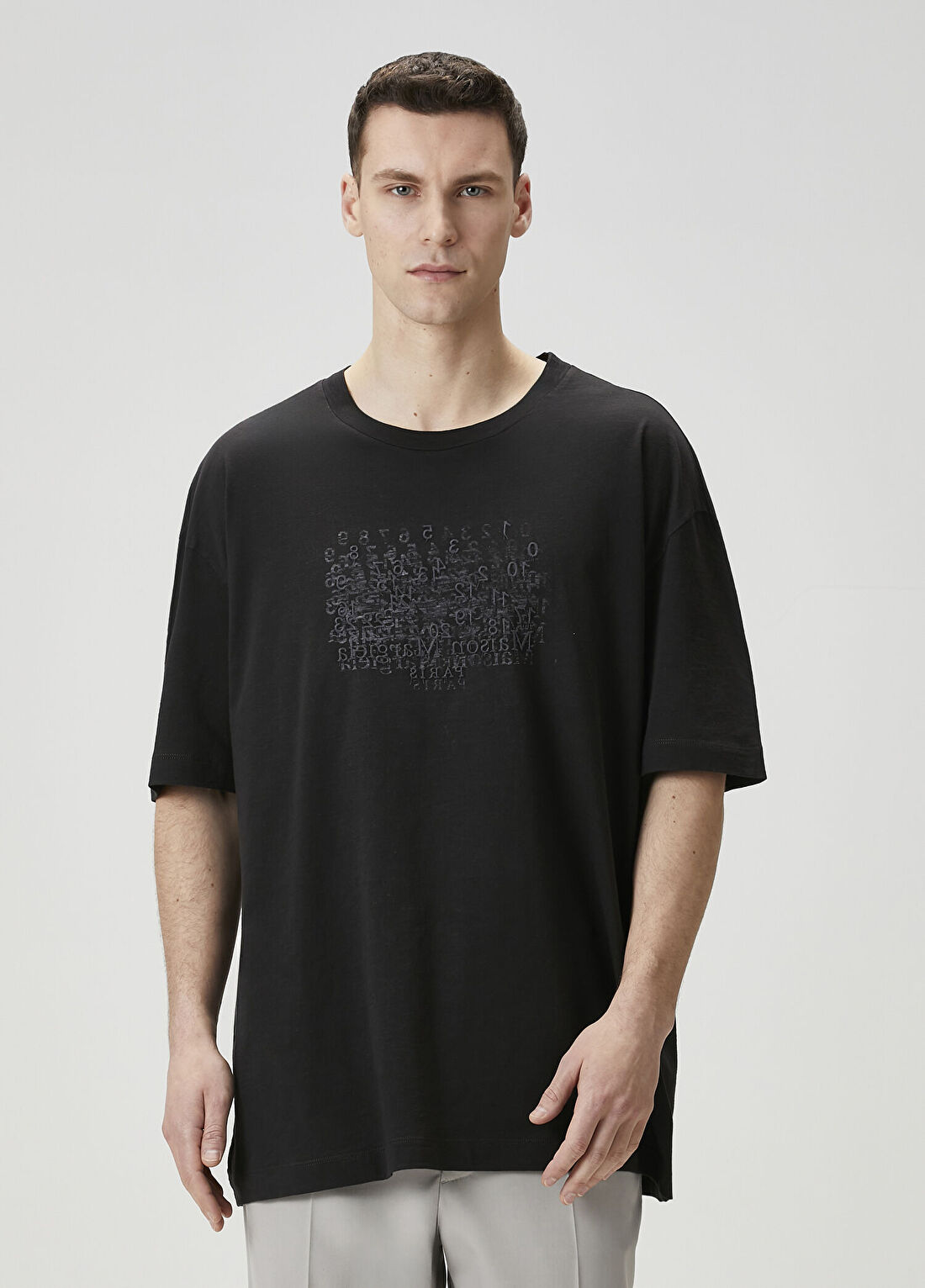 Maison Margiela Siyah Logo Nakışlı T-shirt