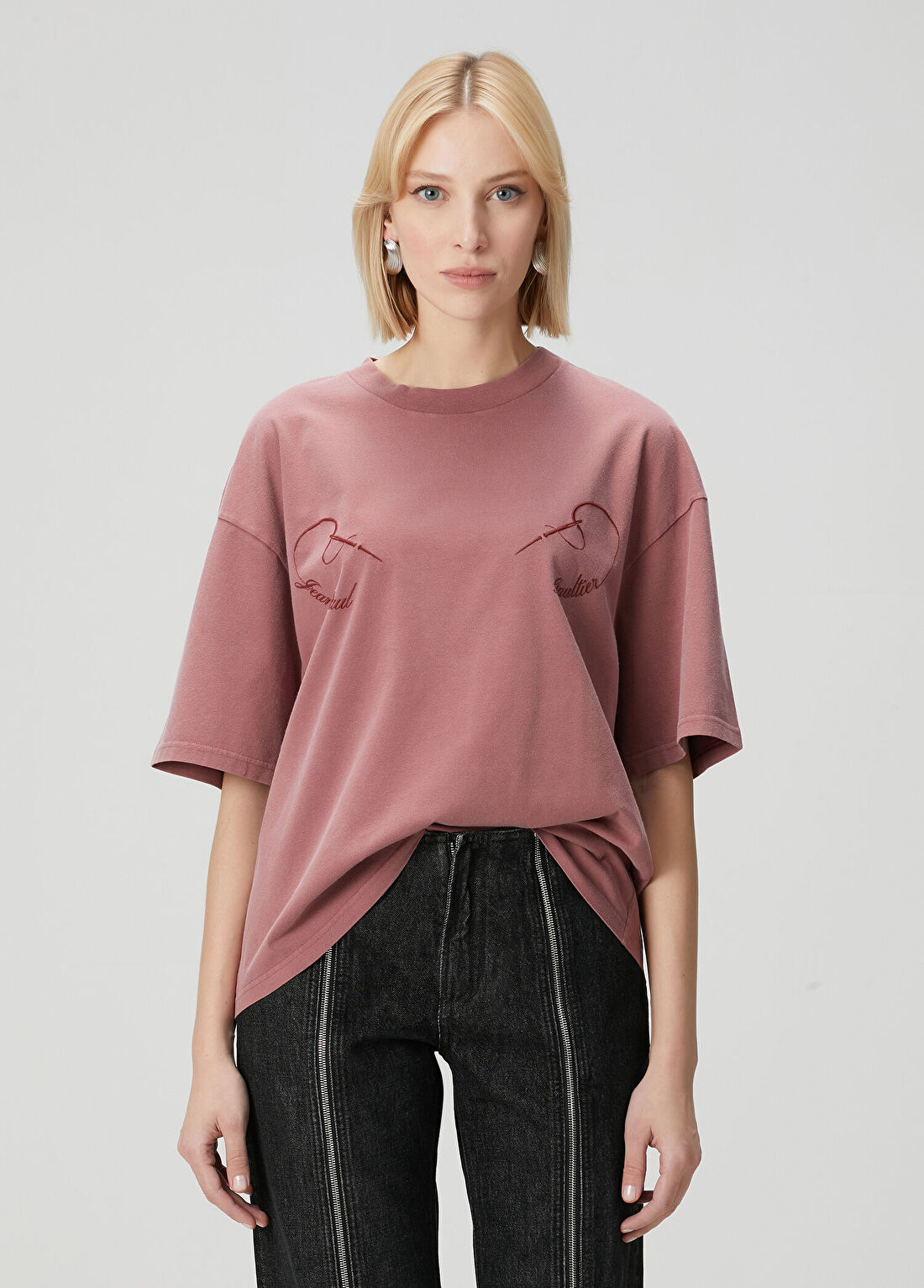 Jean Paul Gaultier Pembe Logo Nakışlı T-shirt