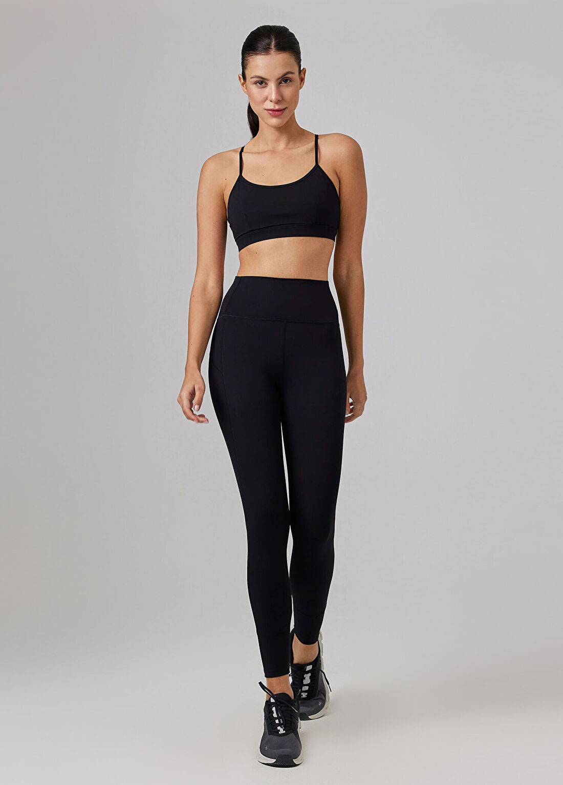 Glo Studio Amelie Glossy Legging Jet Black Kadın Spor Tayt