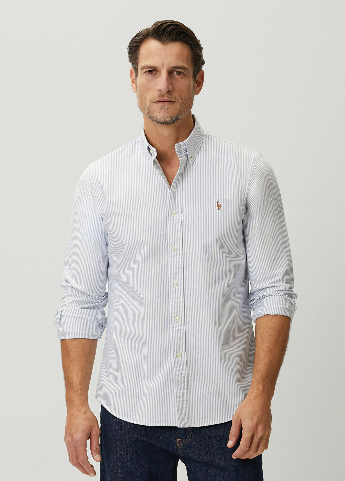 Polo Ralph Lauren Lacivert Beyaz Çizgi Desenli Gömlek