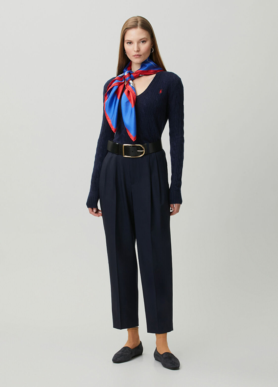 Polo Ralph Lauren Lacivert Pileli Yün Pantolon