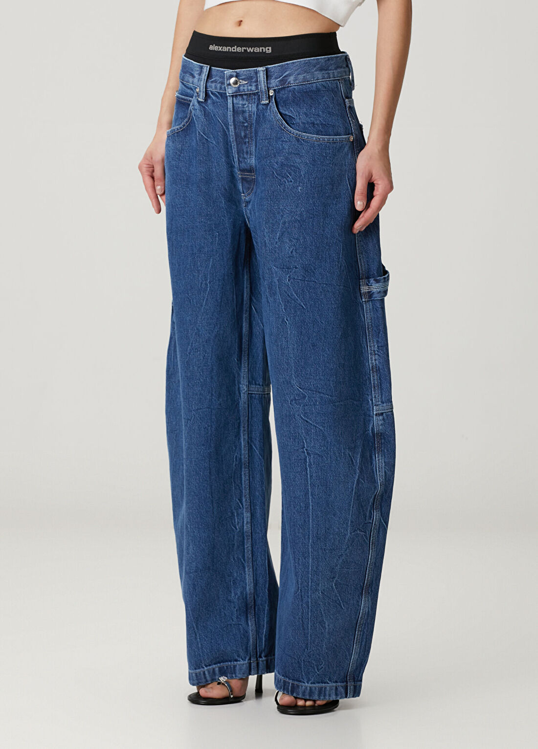 T by Alexander Wang Oversized Mavi Jean Pantolon görsel 3