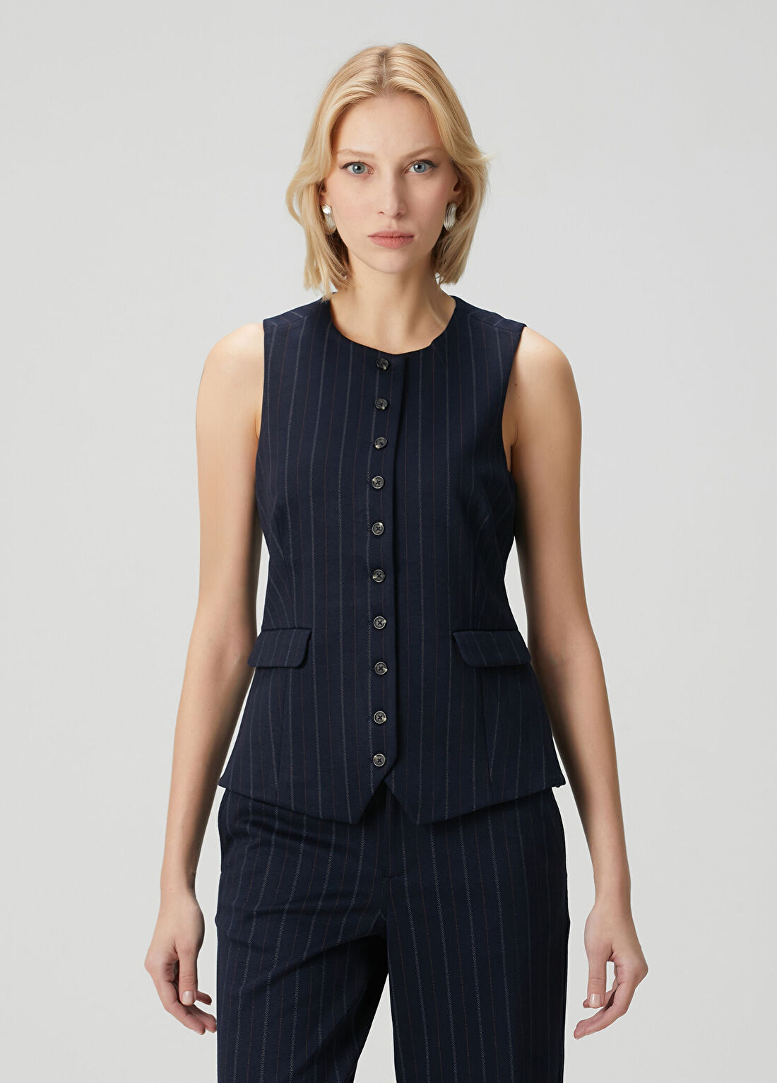 Rag&Bone Lacivert Çizgili Yelek