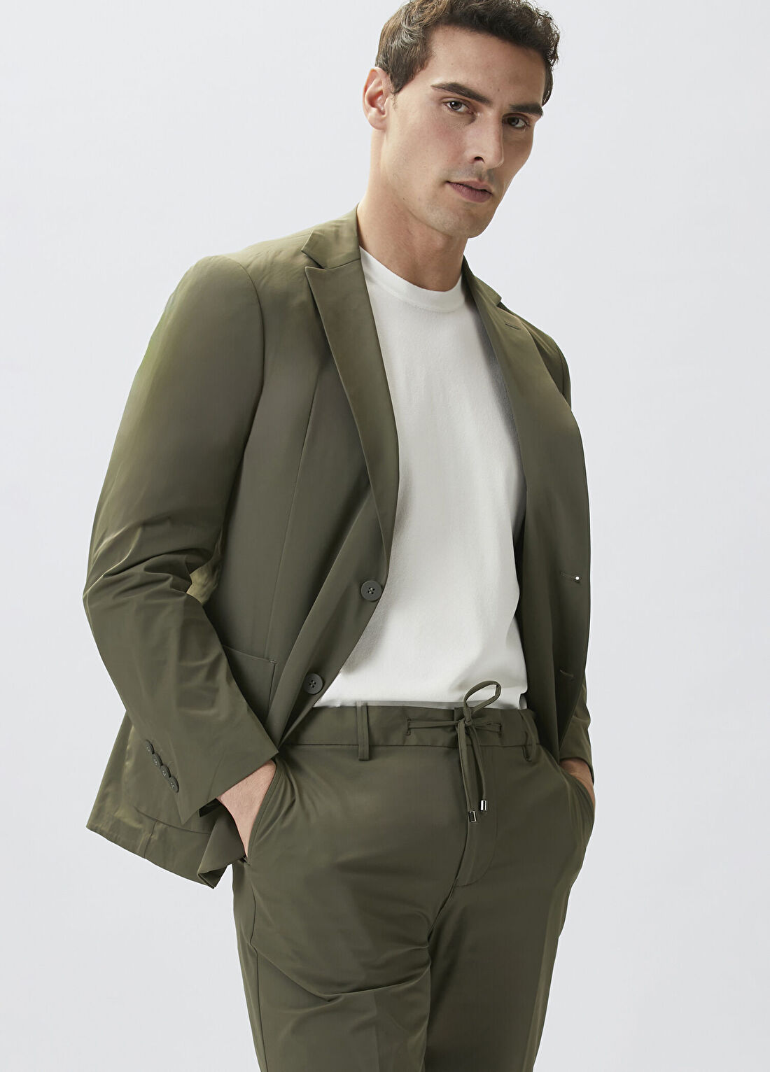 Network Haki Slim Fit Jogger Pantolon Takım Elbise