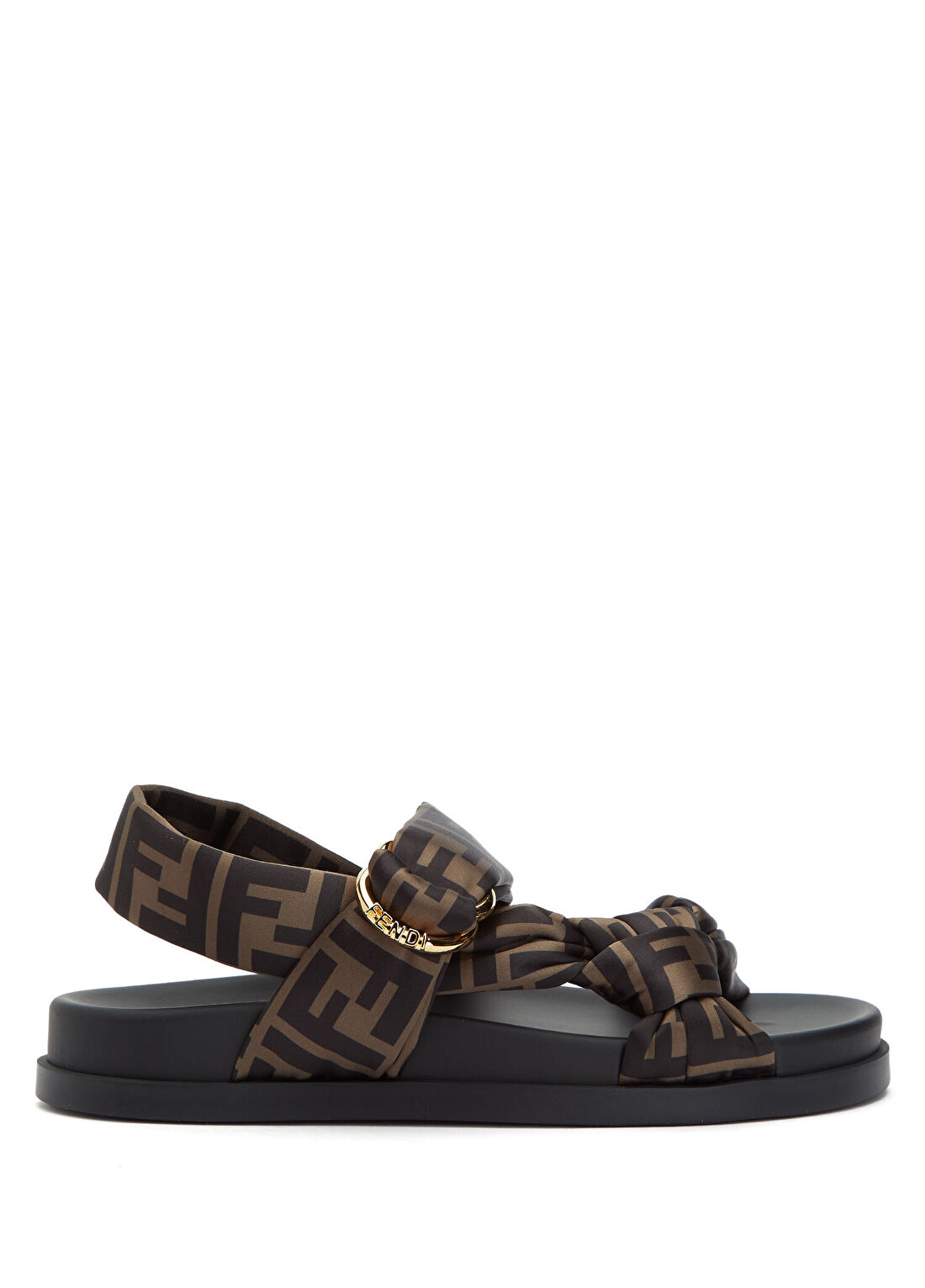 Fendi Feel Kahverengi Logo Desenli Kadın Sandalet