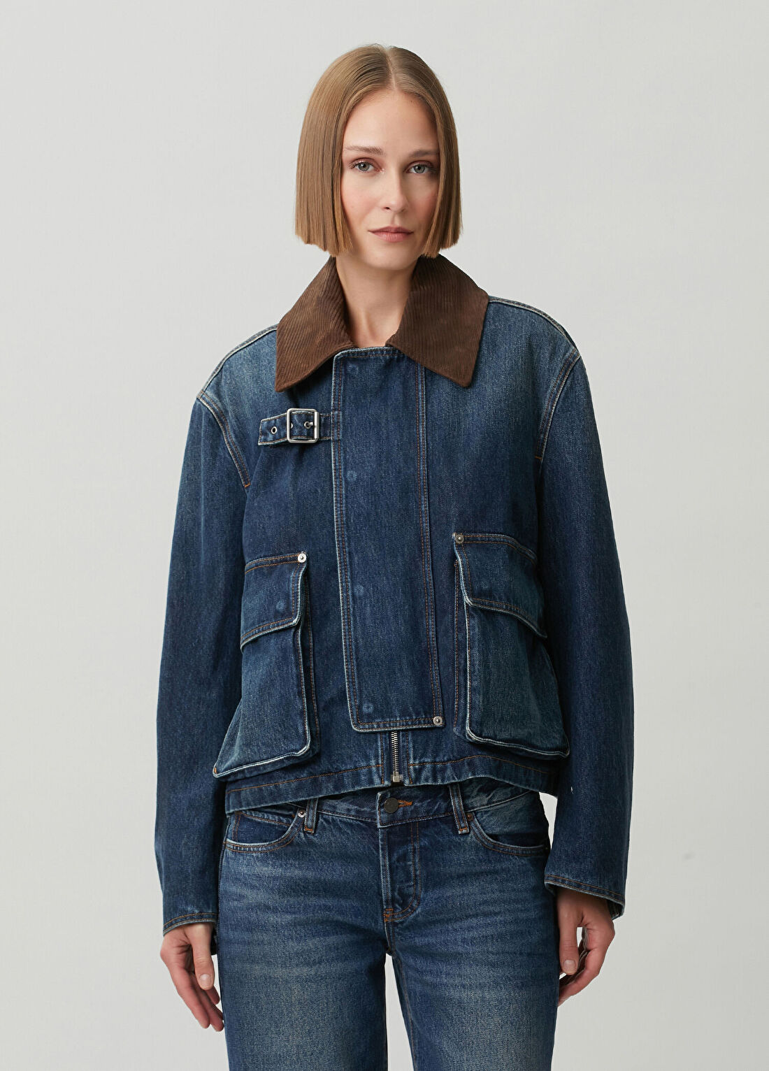 Loewe Relaxed Fit Lacivert Denim Parka Ceket