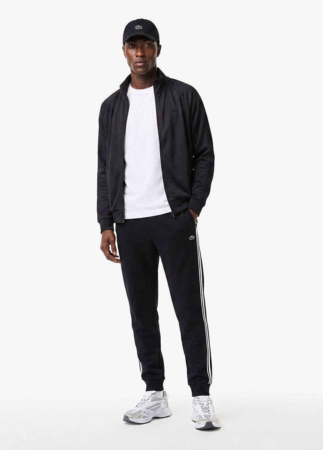 Lacoste Siyah Monogram Regular Fit Fermuarlı Erkek Sweatshirt görsel 4